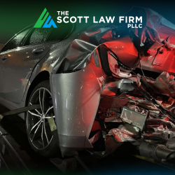 Nighttime car accident with a severely damaged vehicle after a collision in Vancouver, WA