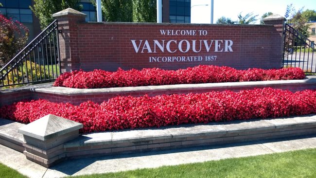 Welcome To Vancouver, Washington sign